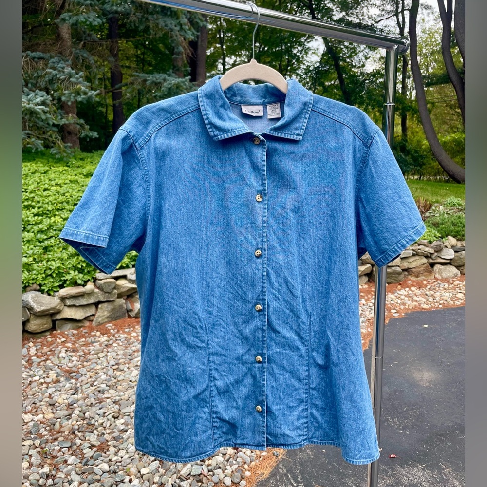Vintage 90s L.L. Bean Denim Jean Button-up Blouse